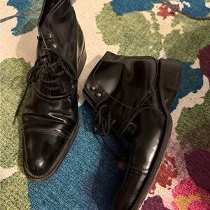 Prada Men's Shiny Black Leather Boots